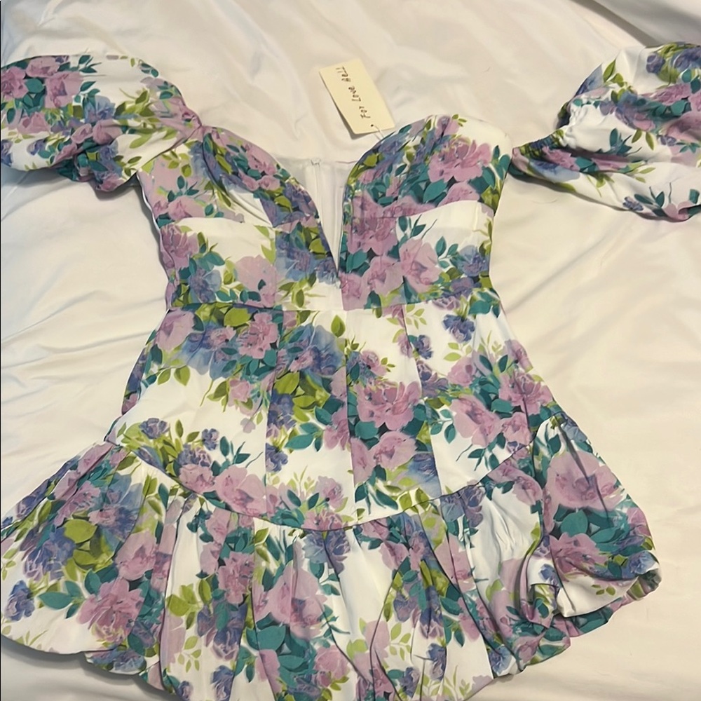 Floral Puff Sleeve Mini Dress